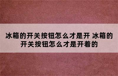 冰箱的开关按钮怎么才是开 冰箱的开关按钮怎么才是开着的